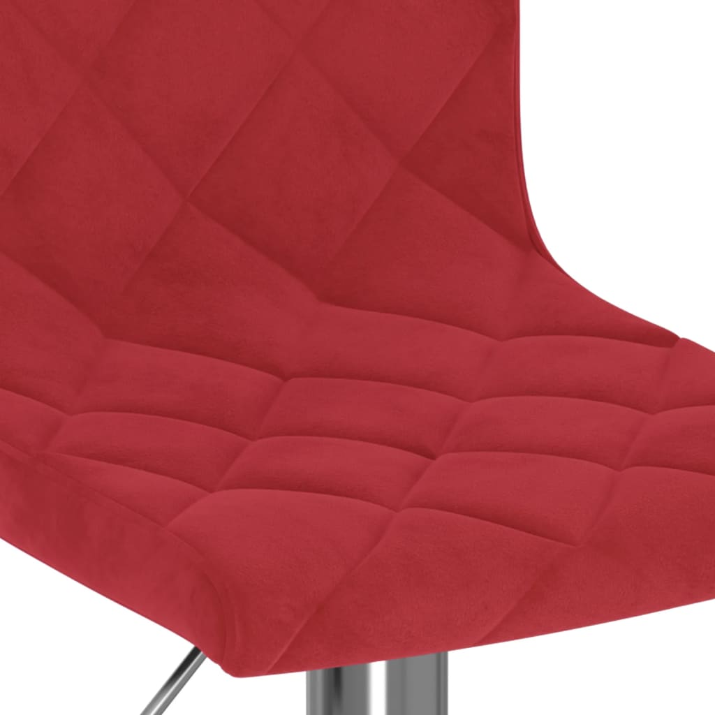 Bar Stool Set of 2 Wine Red Velvet (100% polyester), Chromed steel