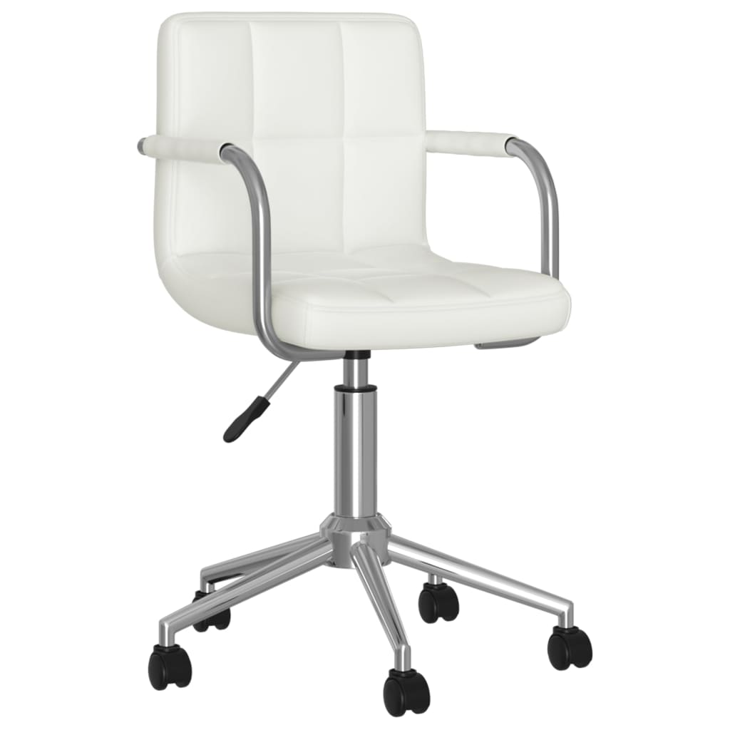 Swivel Office Chair White Faux Leather Adjustable height Swivel