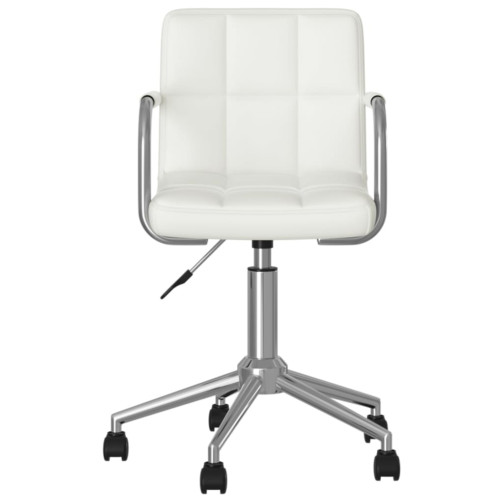 Swivel Office Chair White Faux Leather Adjustable height Swivel