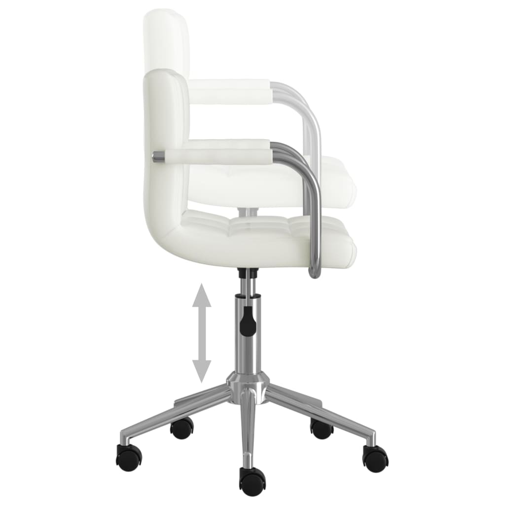 Swivel Office Chair White Faux Leather Adjustable height Swivel