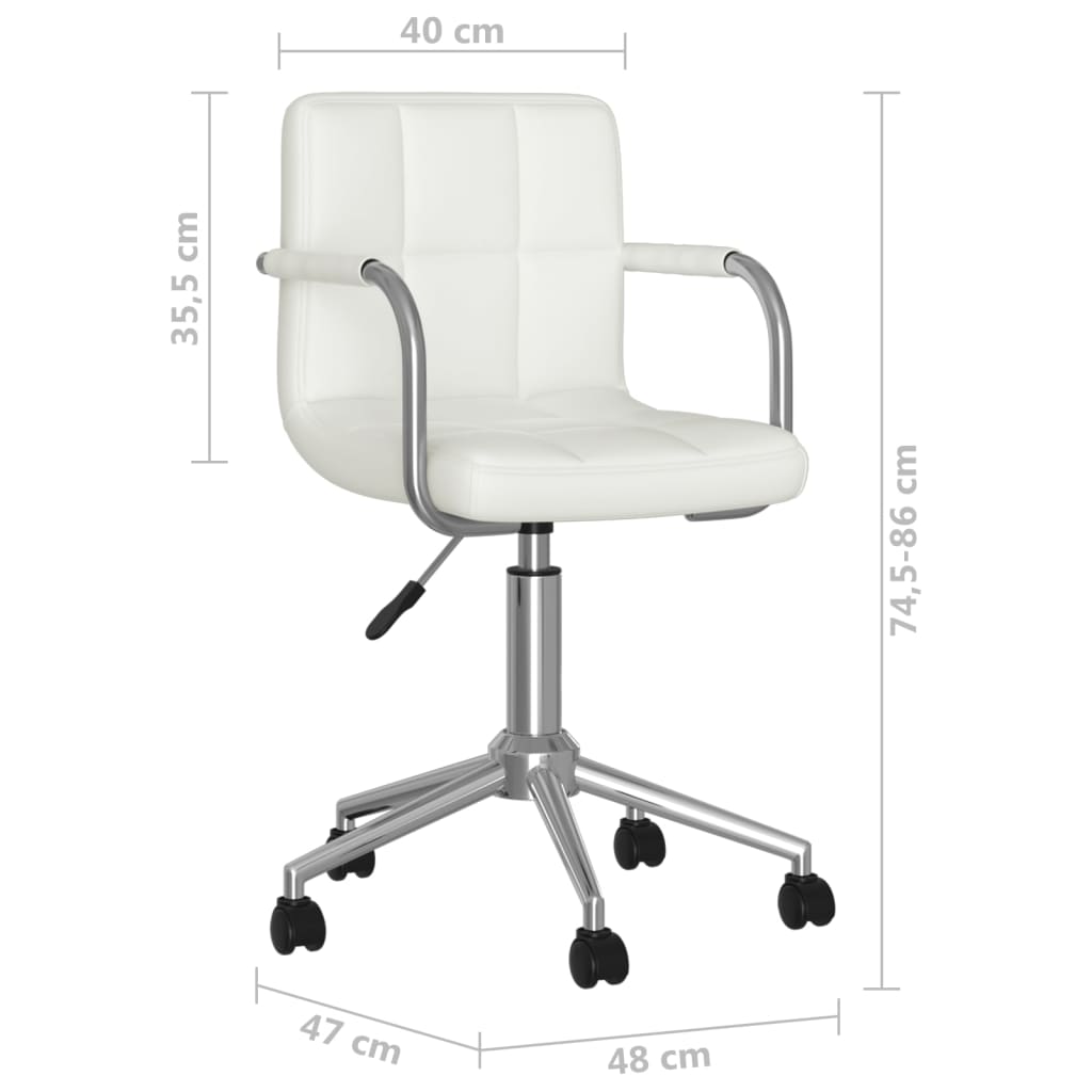 Swivel Office Chair White Faux Leather Adjustable height Swivel
