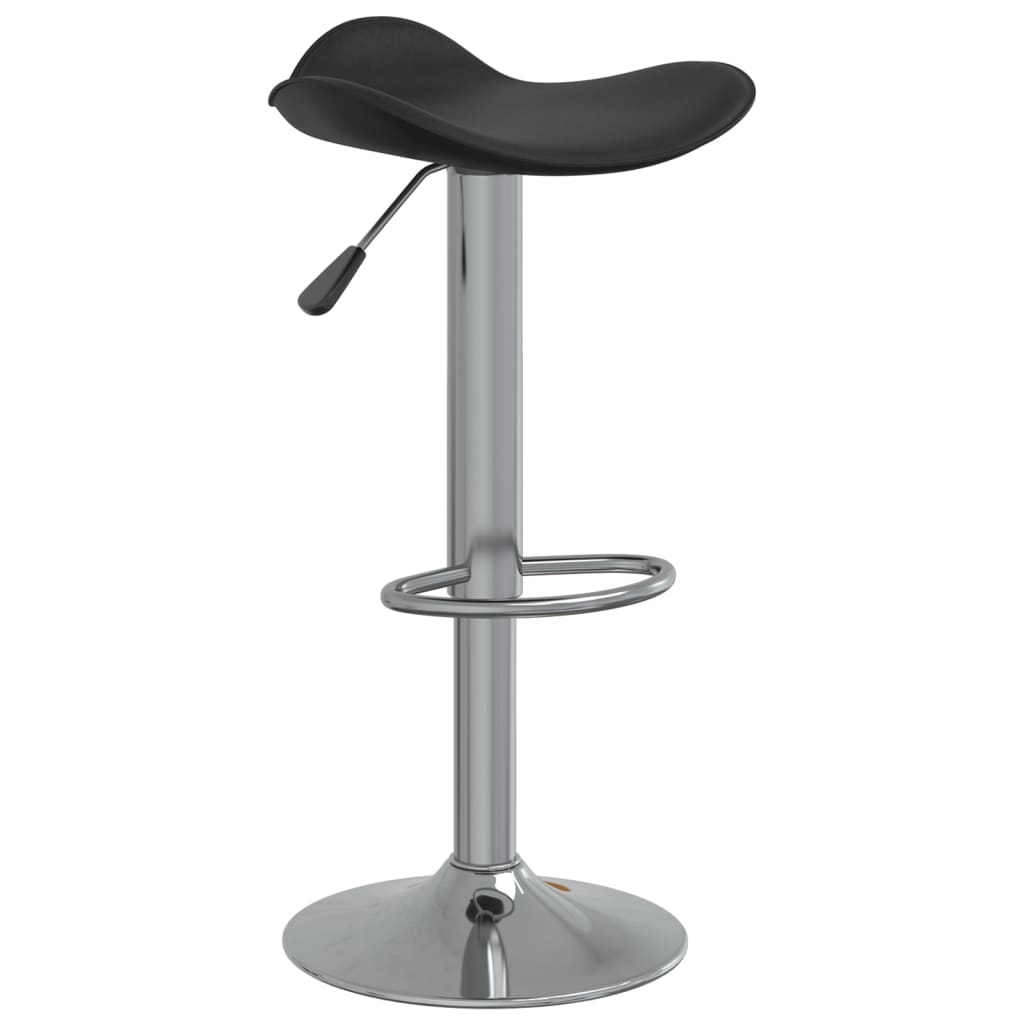 Bar Stool Set of 2 Black Faux Leather Adjustable Height Swivel