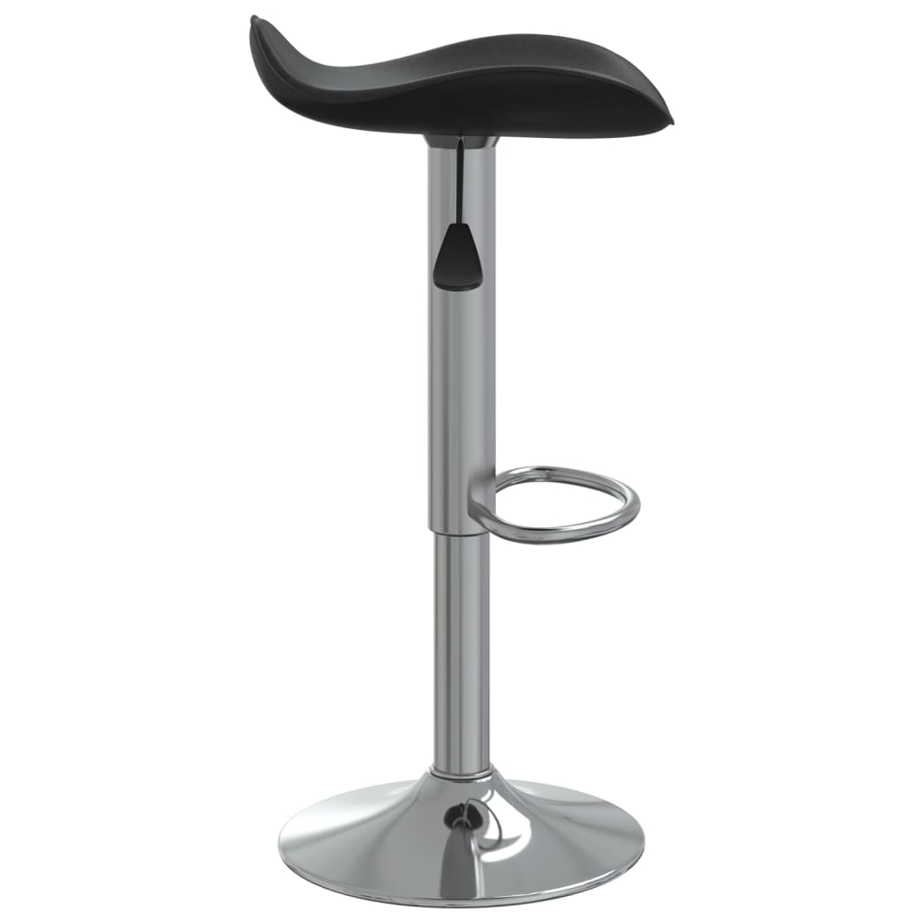 Bar Stool Set of 2 Black Faux Leather Adjustable Height Swivel