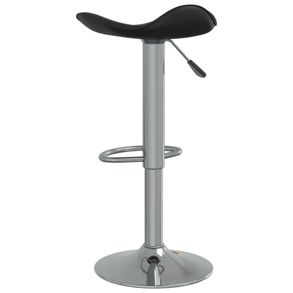 Bar Stool Set of 2 Black Faux Leather Adjustable Height Swivel