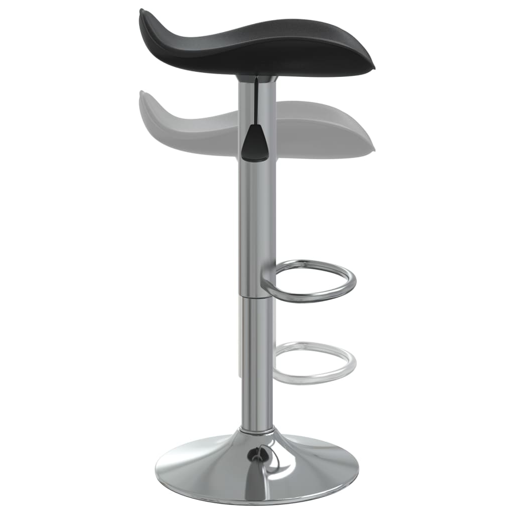 Bar Stool Set of 2 Black Faux Leather Adjustable Height Swivel