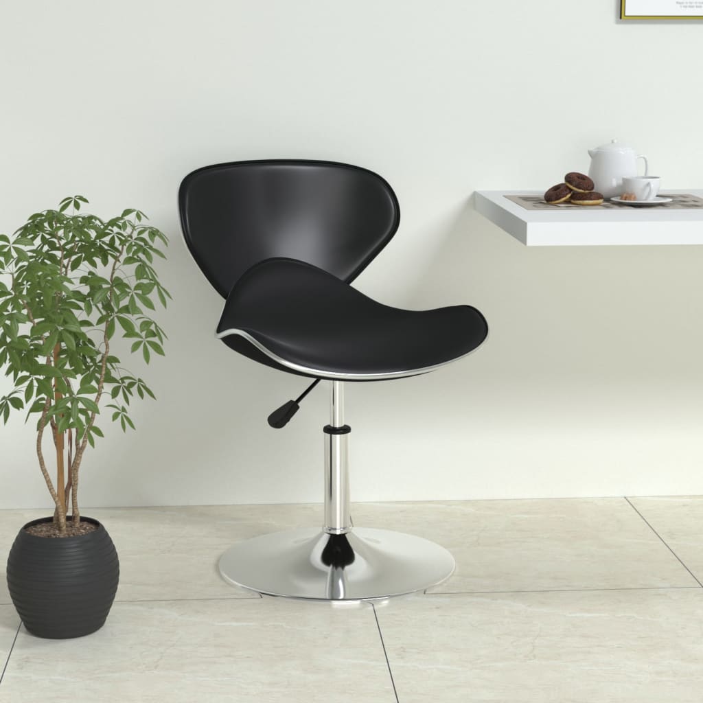 Bar Stool Black Faux leather, chromed steel Adjustable Swivel