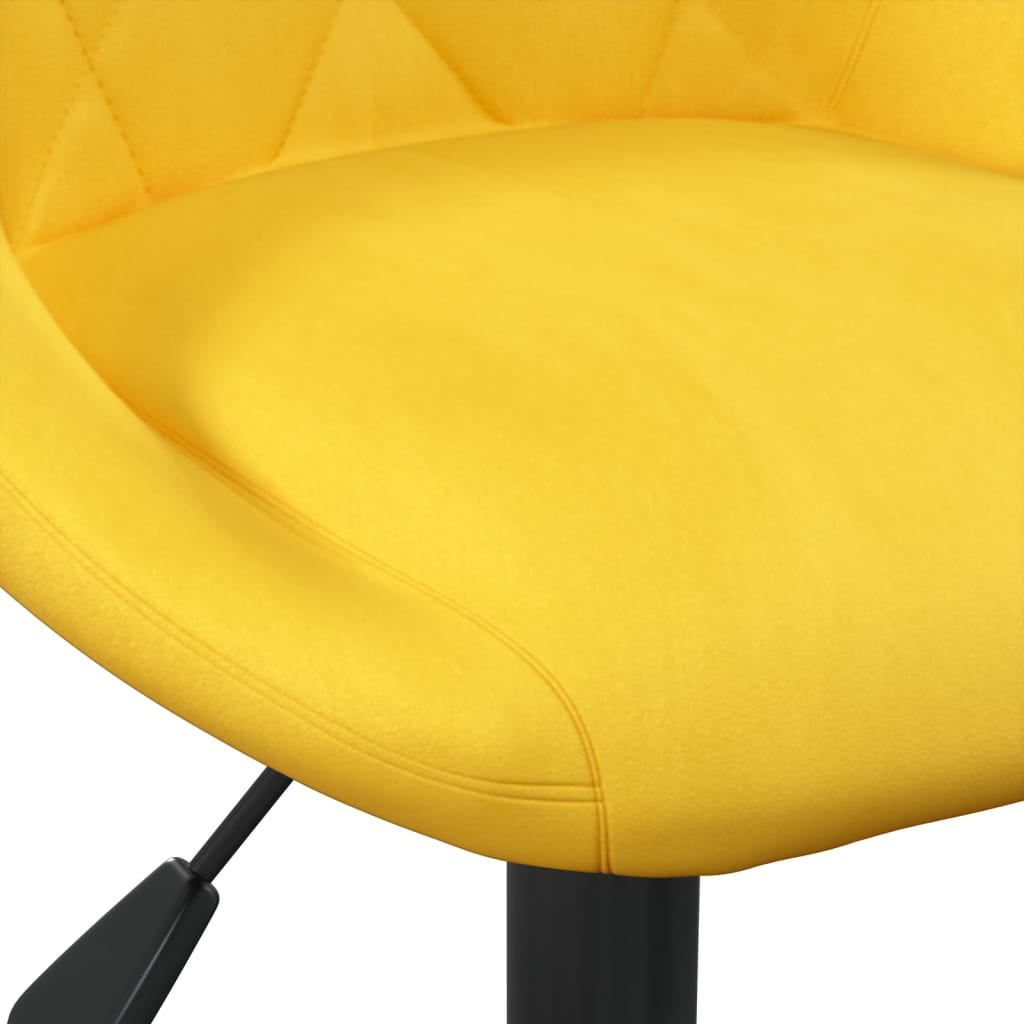 Bar Stool Set of 2 Mustard Yellow Velvet, Steel Adjustable