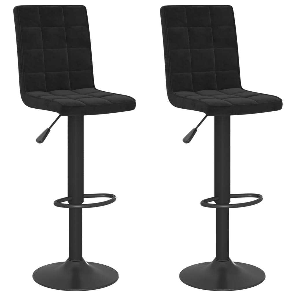 Bar Stool Set of 2 Black Steel Adjustable Height Bar Stool