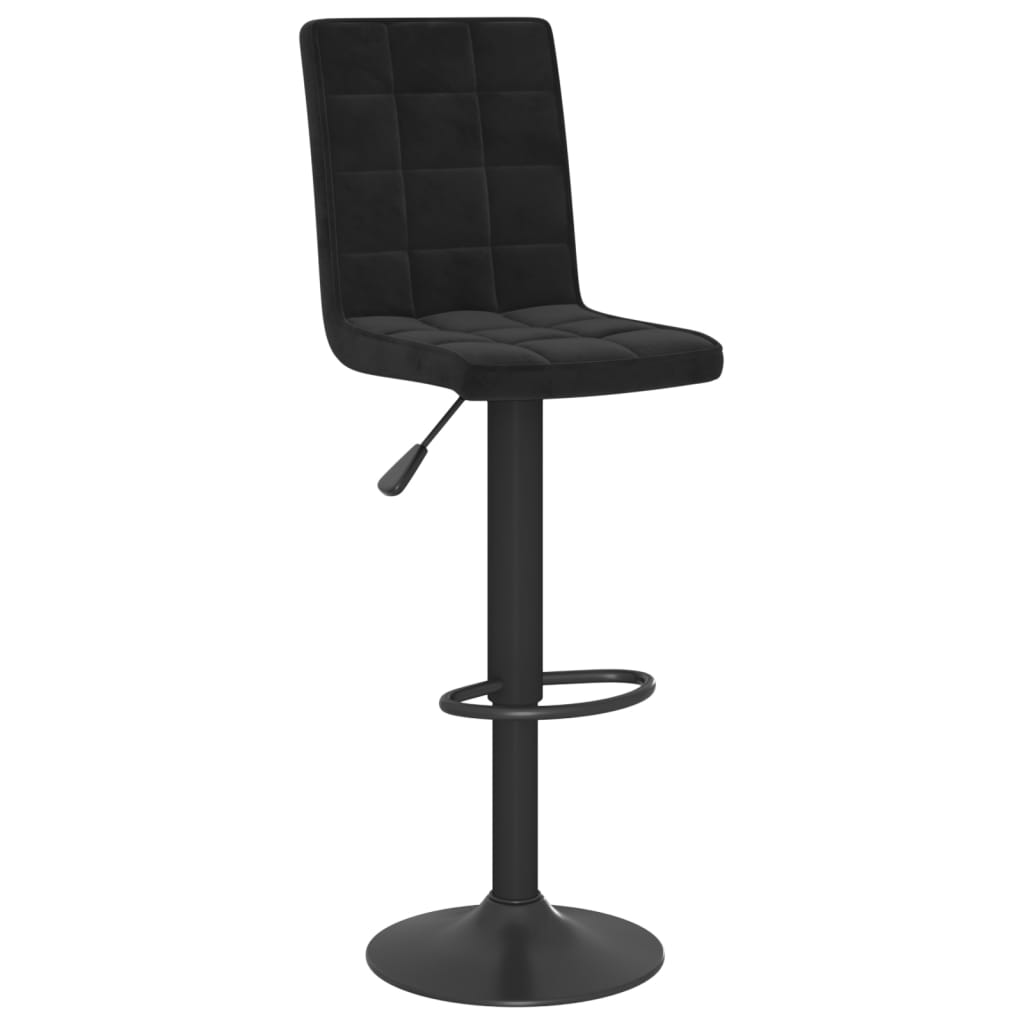 Bar Stool Set of 2 Black Steel Adjustable Height Bar Stool