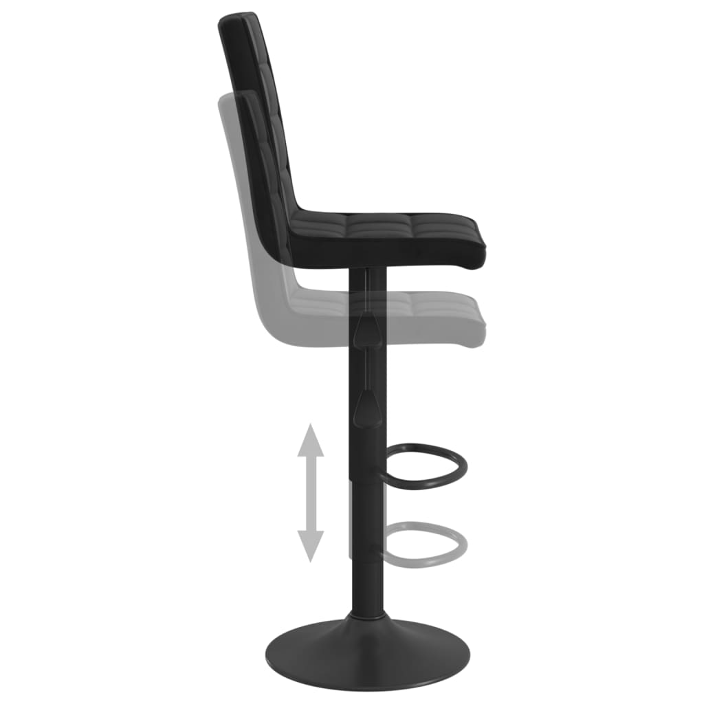 Bar Stool Set of 2 Black Steel Adjustable Height Bar Stool
