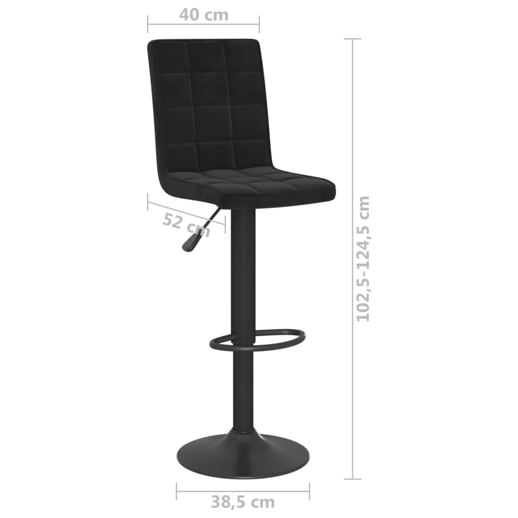 Bar Stool Set of 2 Black Steel Adjustable Height Bar Stool
