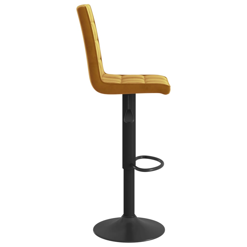 Bar Stool Set of 2 Brown Velvet, Steel Height-Adjustable Swivel