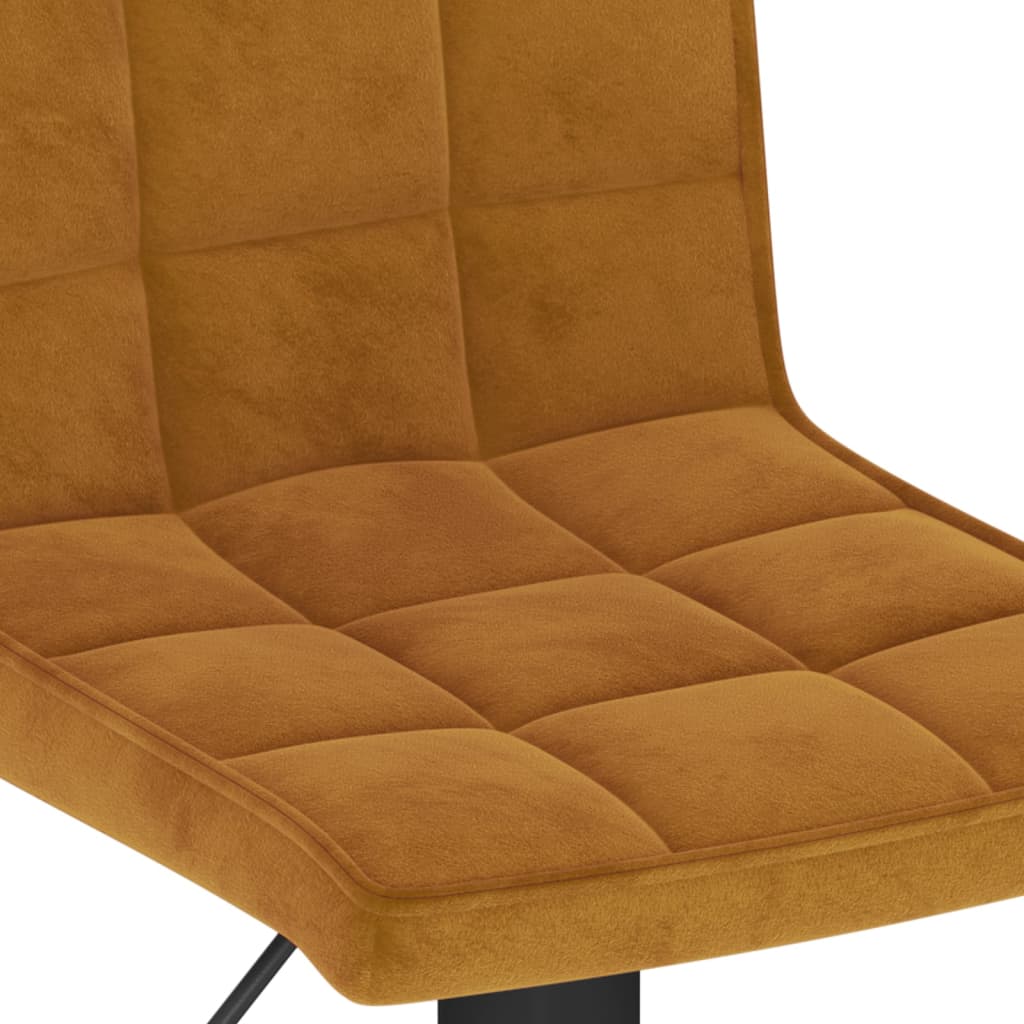 Bar Stool Set of 2 Brown Velvet, Steel Height-Adjustable Swivel