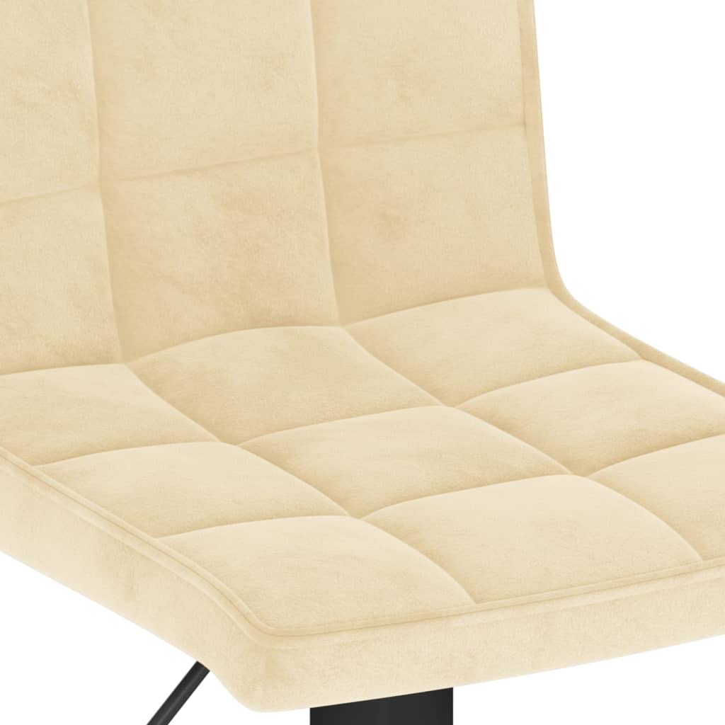 Bar Stool Set of 2 Cream Velvet, Steel, Foam Adjustable Height