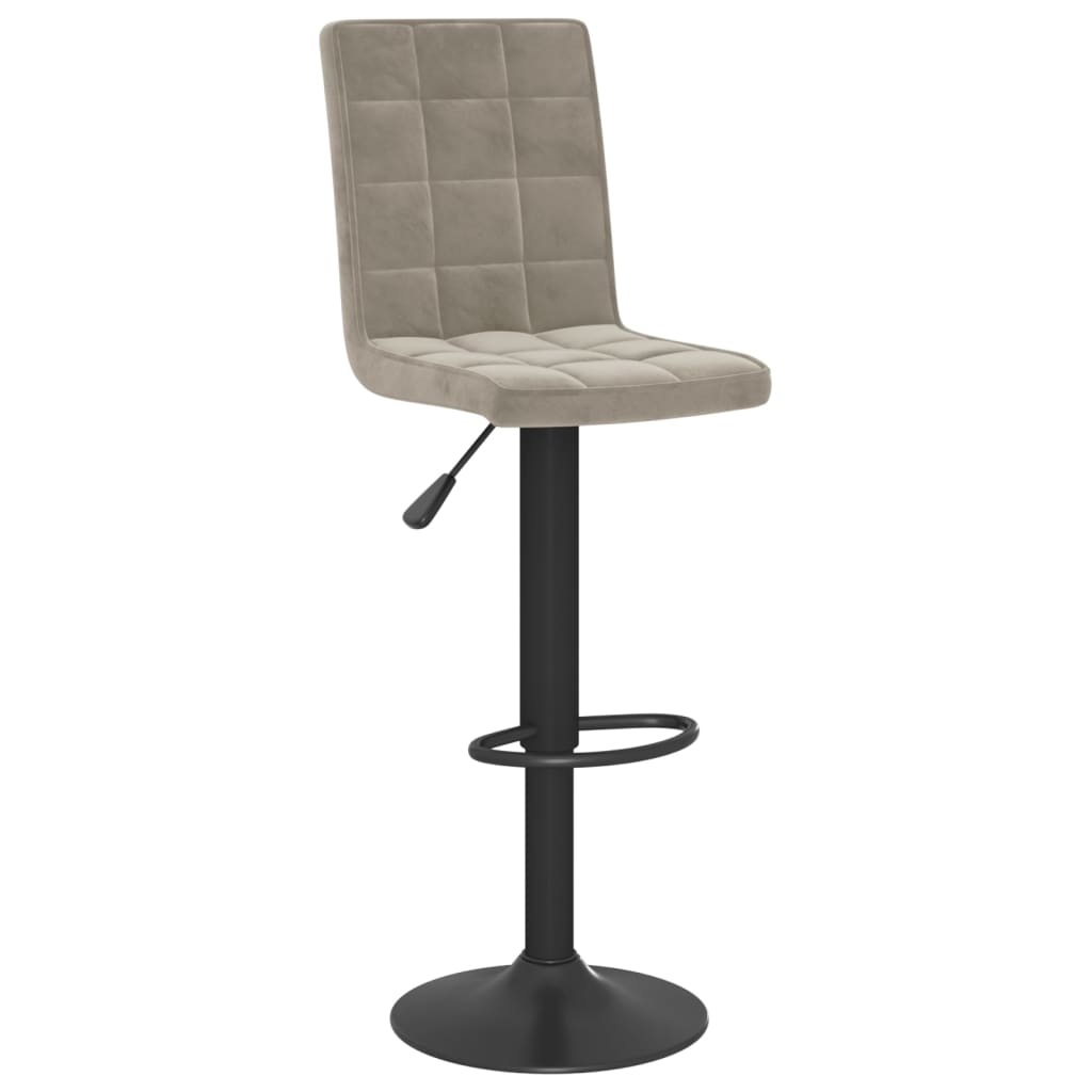 Bar Stool Set of 2 Light Grey Steel, velvet (100% polyester), foam