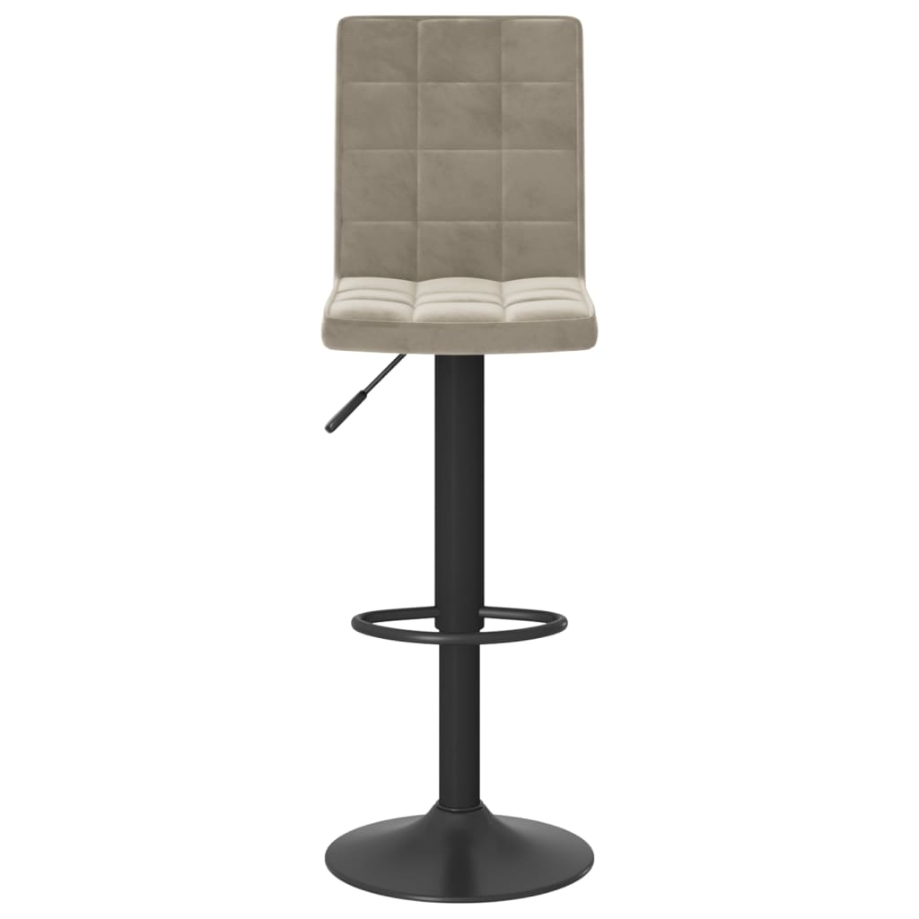 Bar Stool Set of 2 Light Grey Steel, velvet (100% polyester), foam