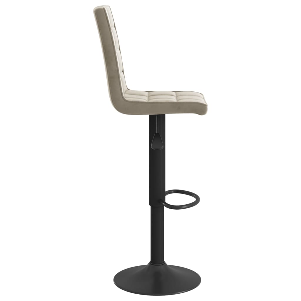 Bar Stool Set of 2 Light Grey Steel, velvet (100% polyester), foam