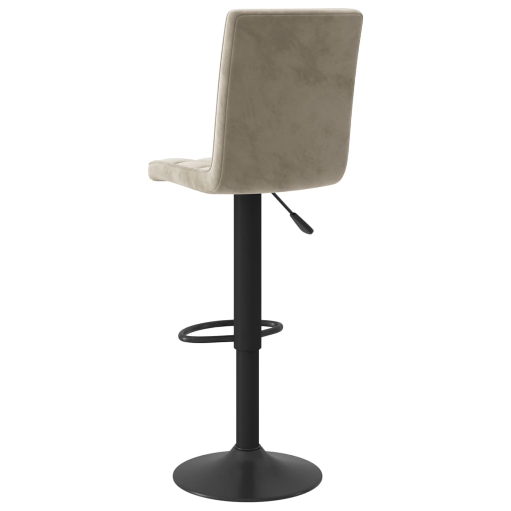 Bar Stool Set of 2 Light Grey Steel, velvet (100% polyester), foam