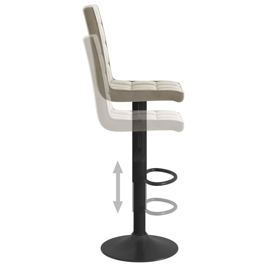 Bar Stool Set of 2 Light Grey Steel, velvet (100% polyester), foam