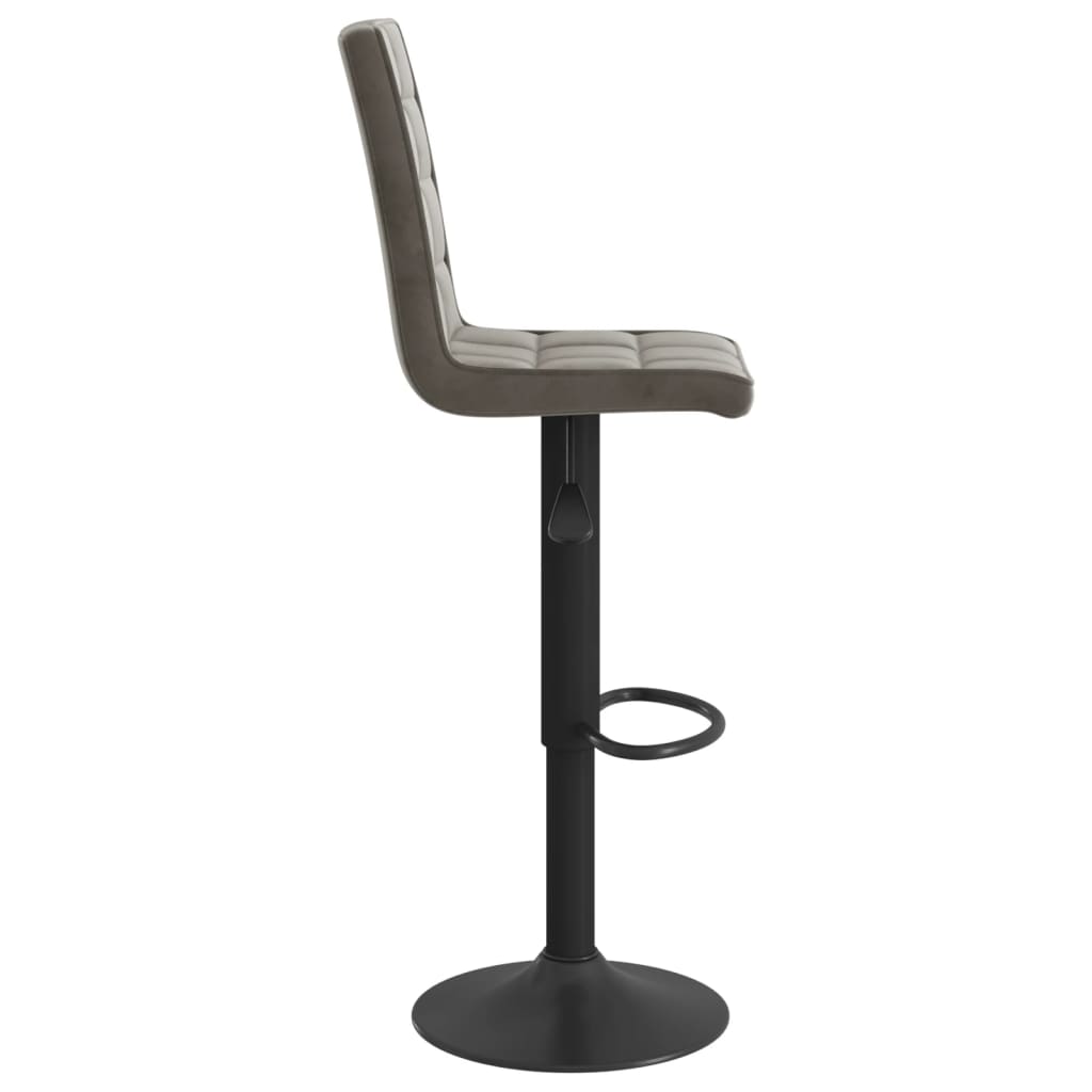 Bar Stool Set of 2 Dark Grey Velvet (100% polyester), Steel