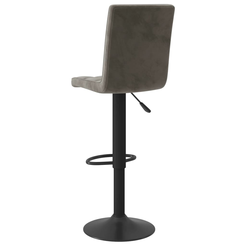 Bar Stool Set of 2 Dark Grey Velvet (100% polyester), Steel