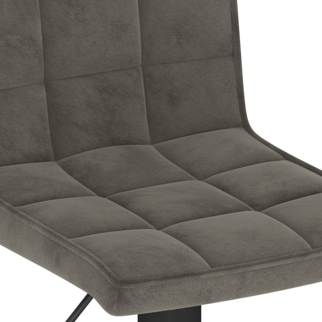 Bar Stool Set of 2 Dark Grey Velvet (100% polyester), Steel
