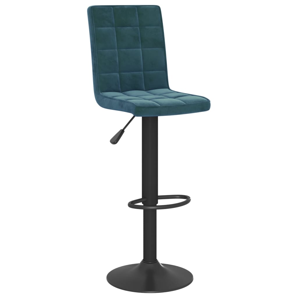 Bar Stool Set of 2 Blue Velvet (100% Polyester) Standard Swivel