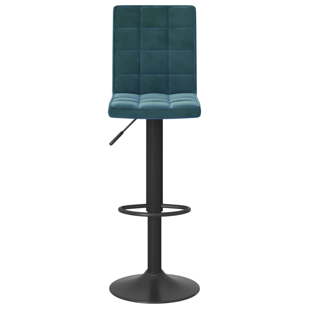 Bar Stool Set of 2 Blue Velvet (100% Polyester) Standard Swivel