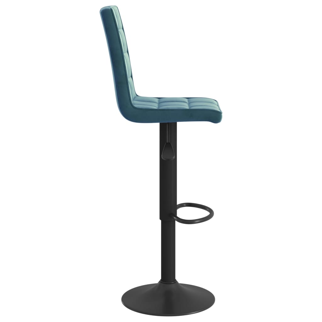 Bar Stool Set of 2 Blue Velvet (100% Polyester) Standard Swivel