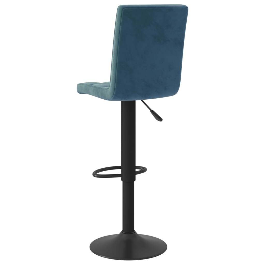 Bar Stool Set of 2 Blue Velvet (100% Polyester) Standard Swivel