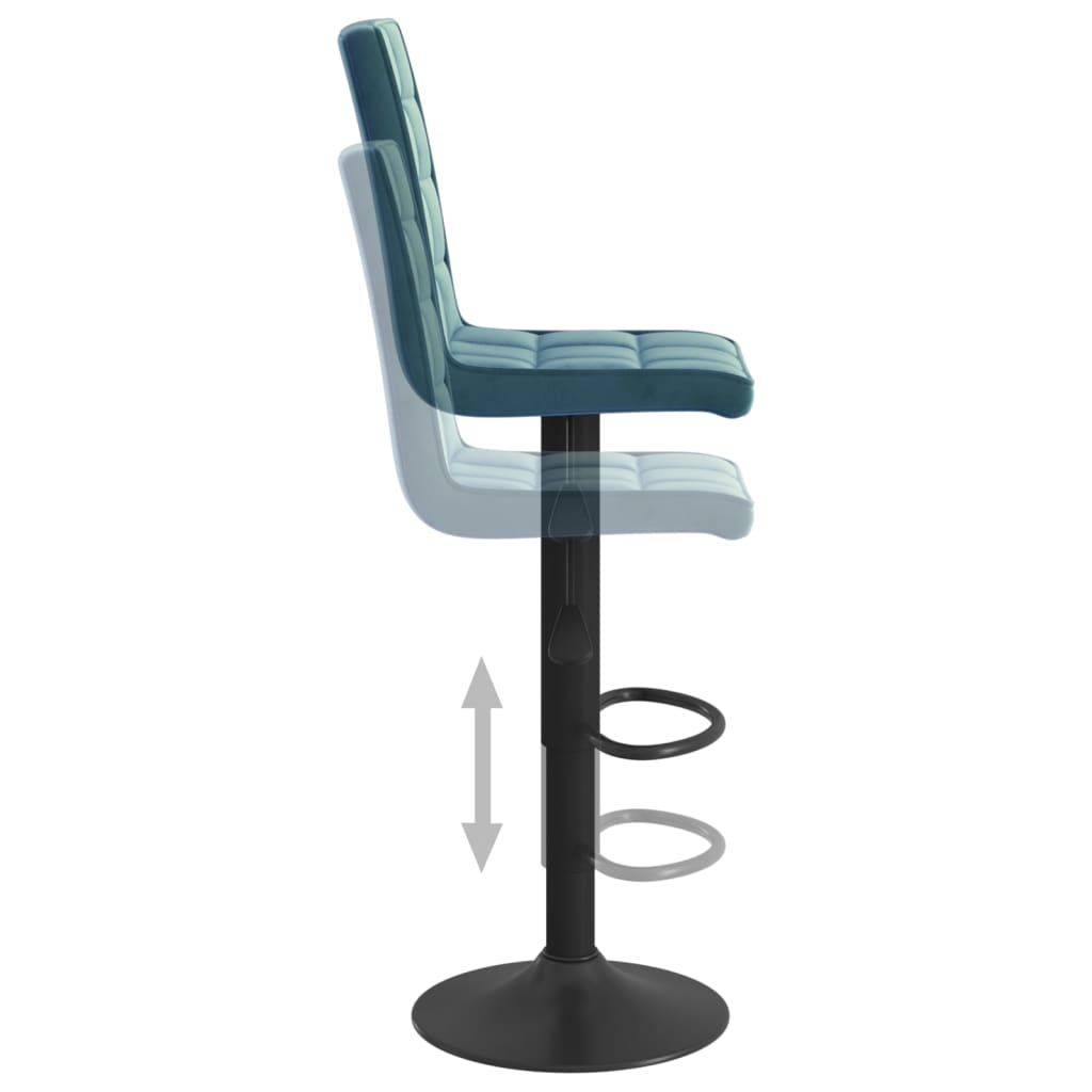 Bar Stool Set of 2 Blue Velvet (100% Polyester) Standard Swivel