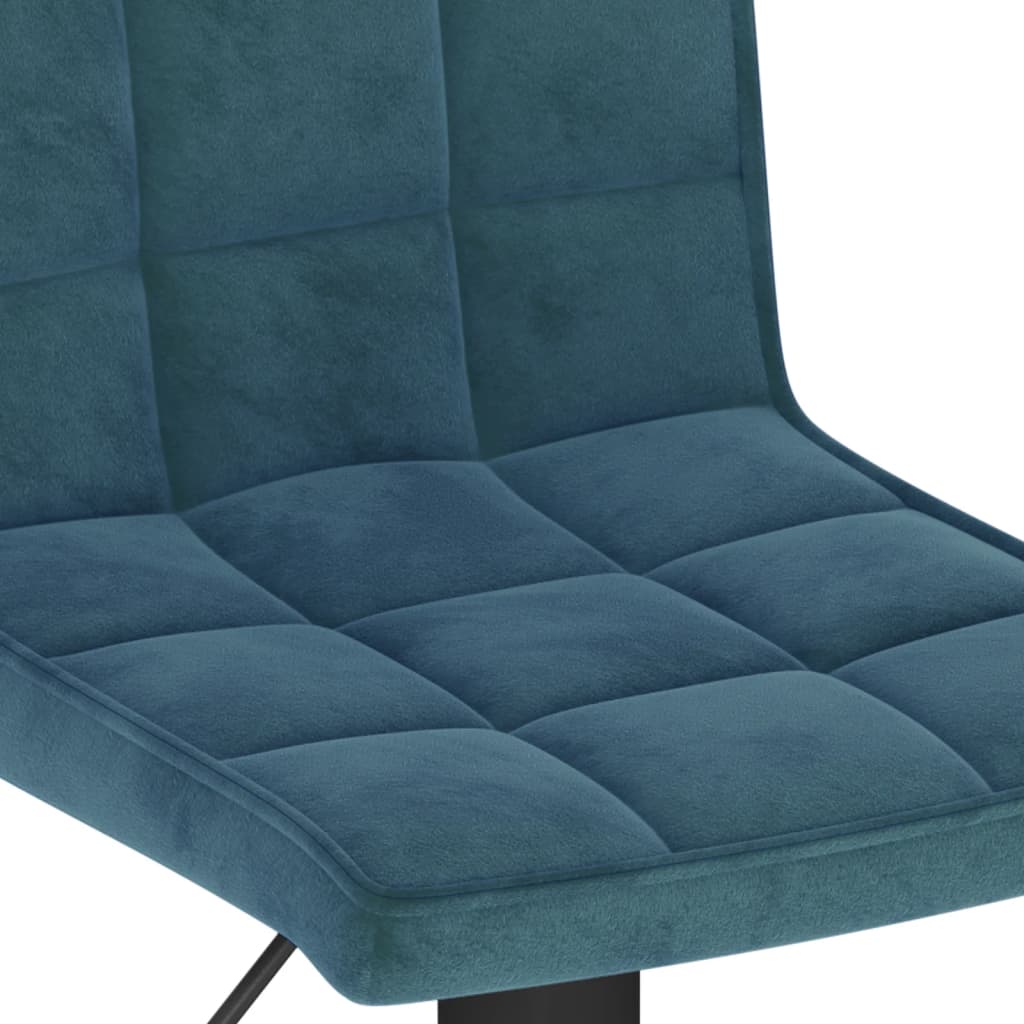 Bar Stool Set of 2 Blue Velvet (100% Polyester) Standard Swivel