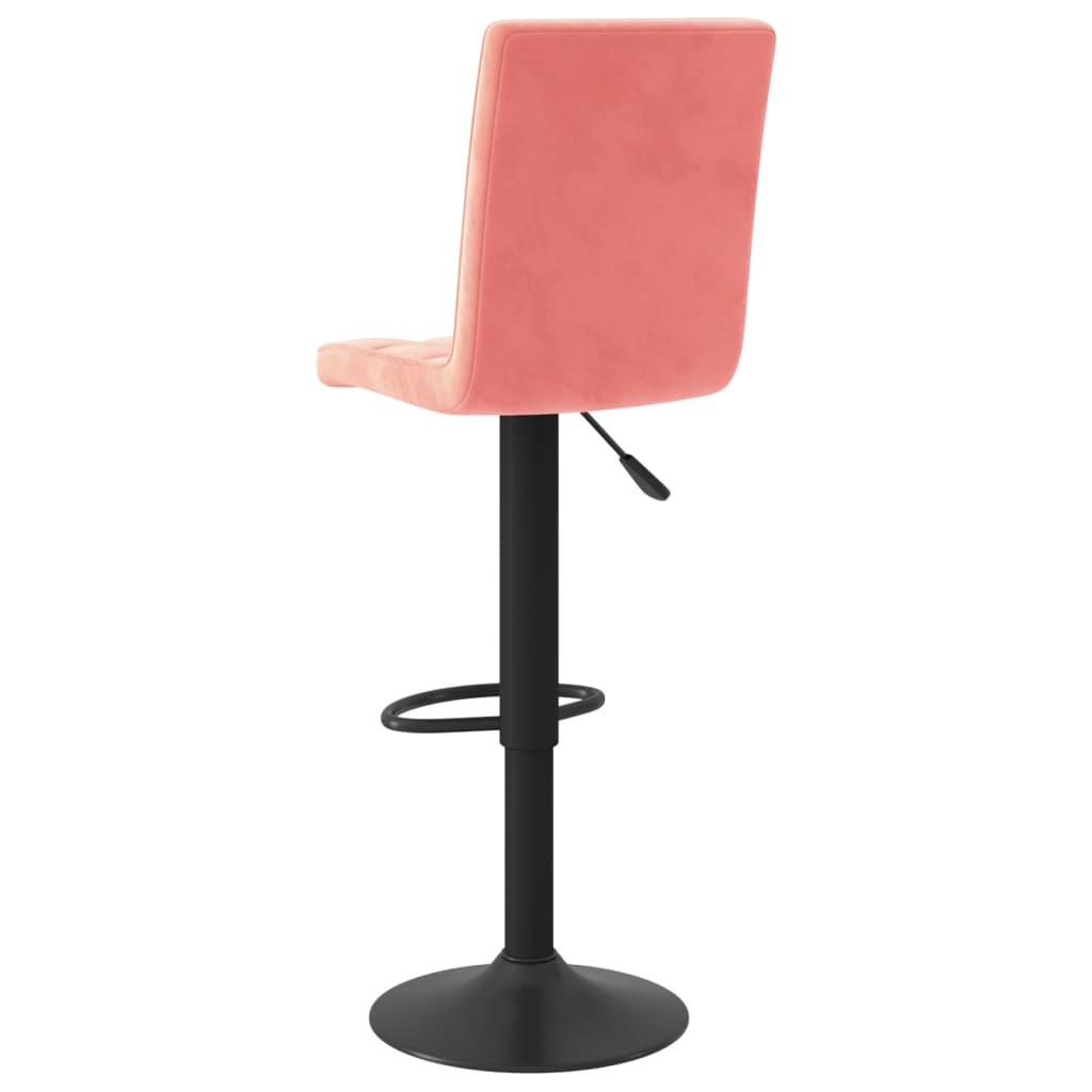 Bar Stool Set of 2 Pink Velvet, Steel Regular Height-Adjustable