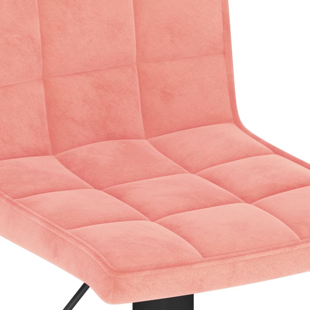 Bar Stool Set of 2 Pink Velvet, Steel Regular Height-Adjustable