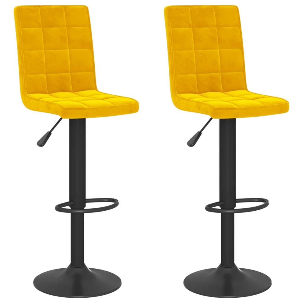 Bar Stool Set of 2 Mustard Yellow