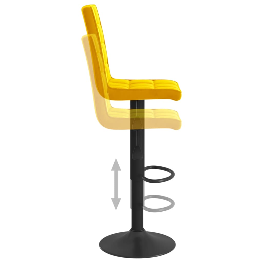 Bar Stool Set of 2 Mustard Yellow