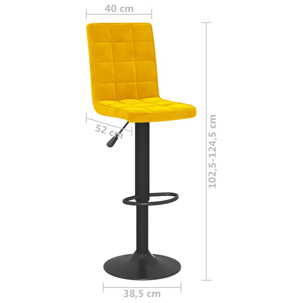 Bar Stool Set of 2 Mustard Yellow