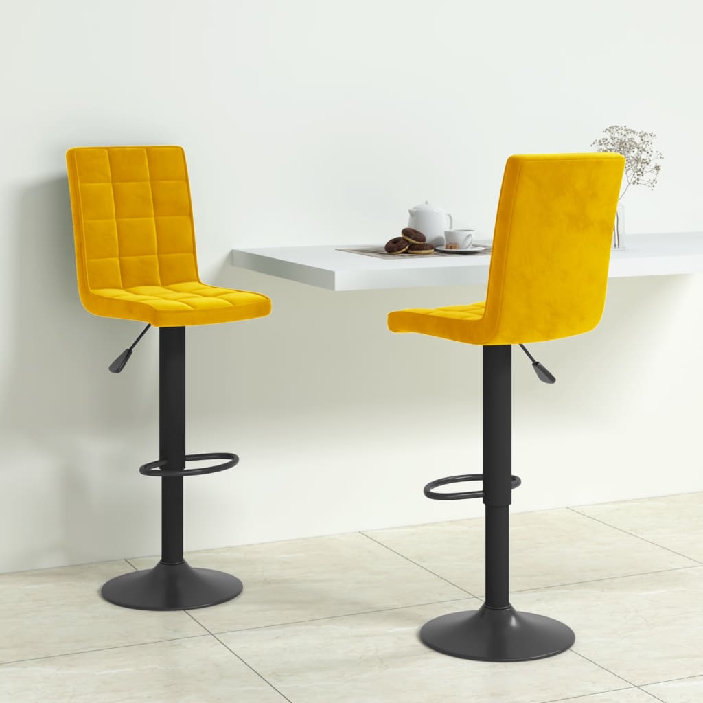 Bar Stool Set of 2 Mustard Yellow