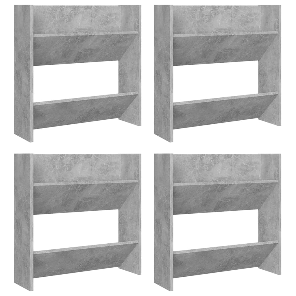 Wall Shoe Cabinets 4 pcs Concrete Gray 23.6"x7.1"x23.6" Engineered Wood