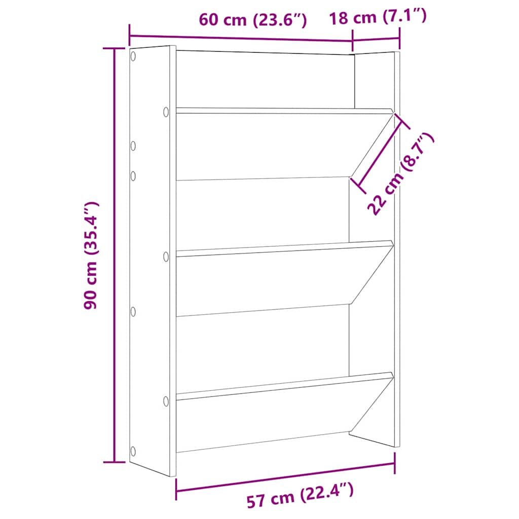 Wall Shoe Cabinets 2 pcs Sonoma Oak 23.6"x7.1"x35.4" Engineered Wood