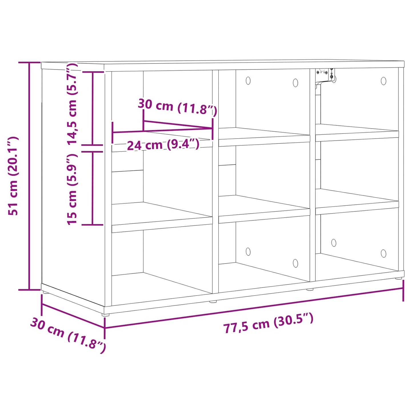 Shoe Cabinet with Shelf Sonoma Oak 30.51 x 11.81 x 20.08 in