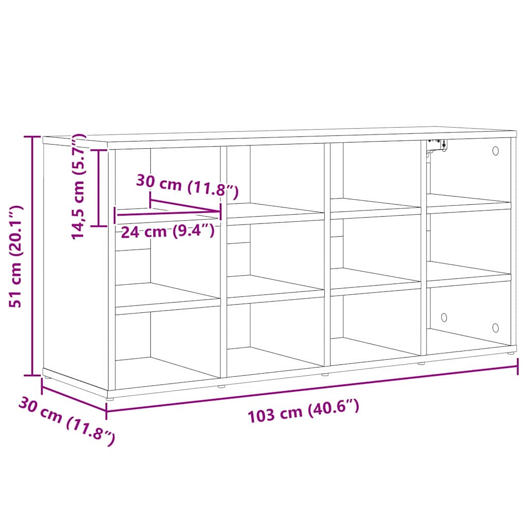 Shoe Cabinet with Shelf Sonoma oak 40.55 x 11.81 x 20.08 in