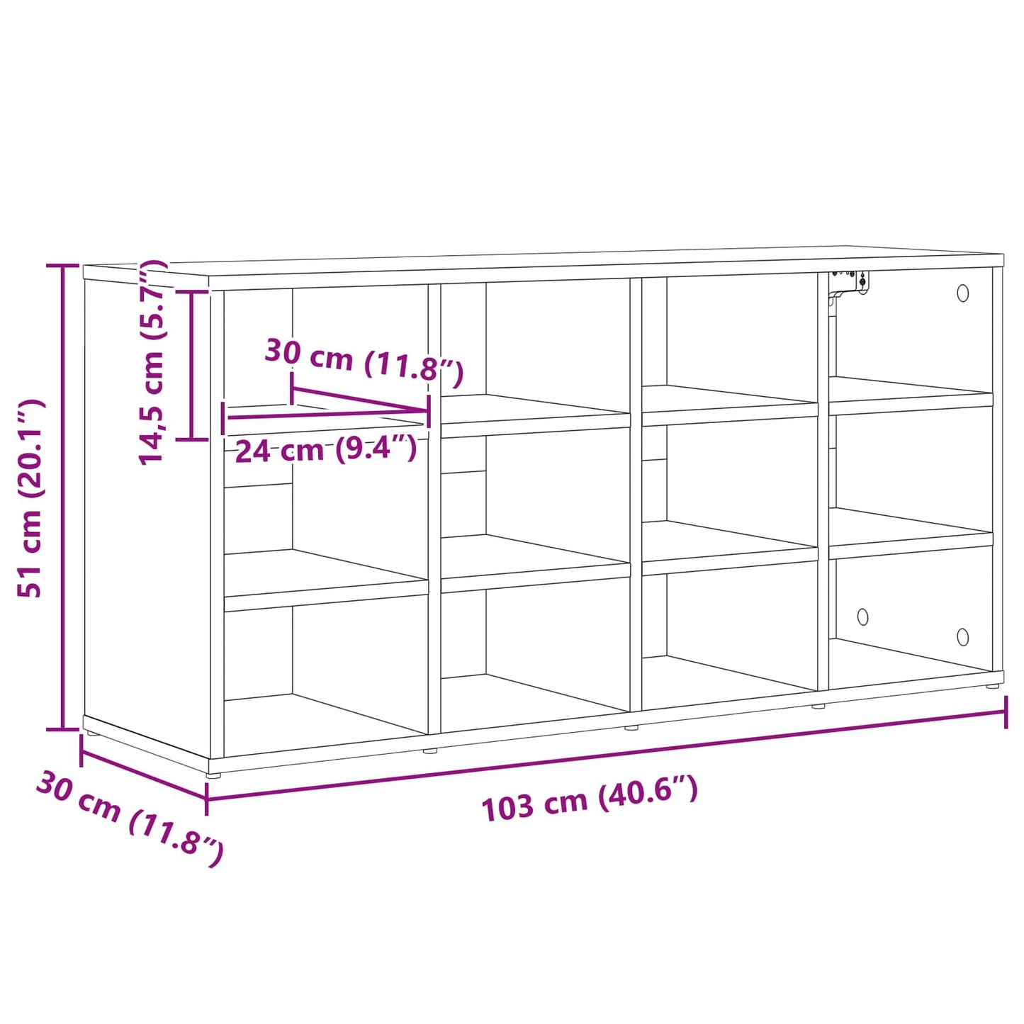 Shoe Cabinet with Shelf Sonoma Oak 40.55 x 11.81 x 20.08 in