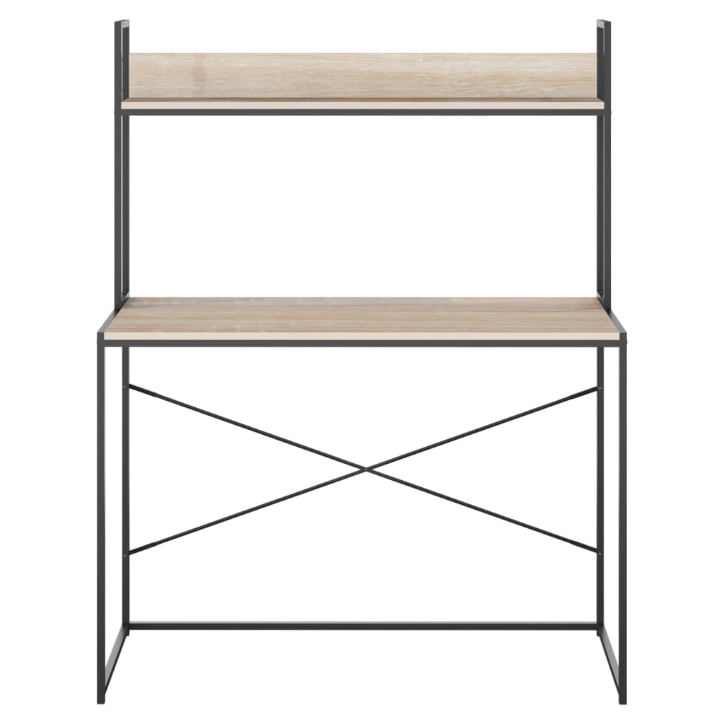 Computer Desk Black and Oak Engineered Wood 43.3x23.6x54.3 in