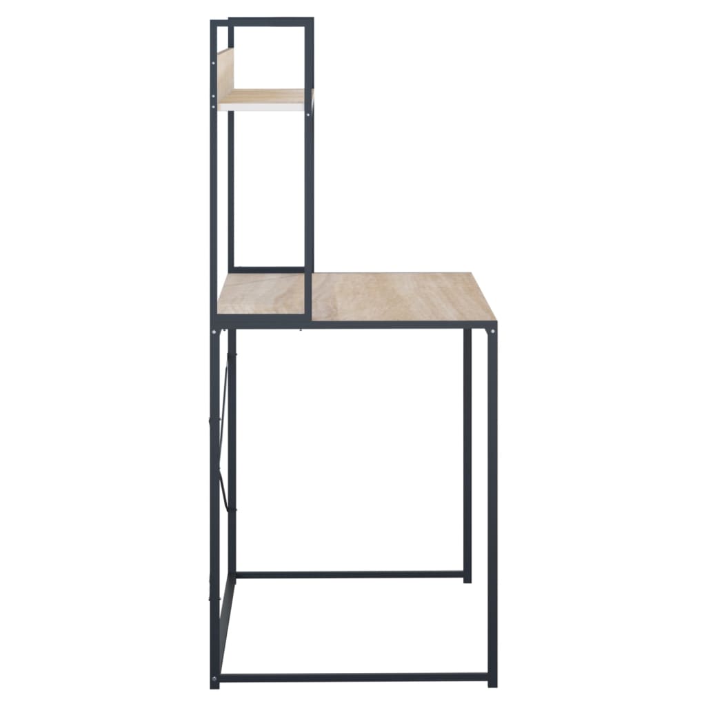 Computer Desk Black and Oak Engineered Wood 43.3x23.6x54.3 in