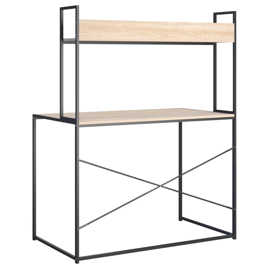 Computer Desk Black and Oak Engineered Wood 43.3x23.6x54.3 in
