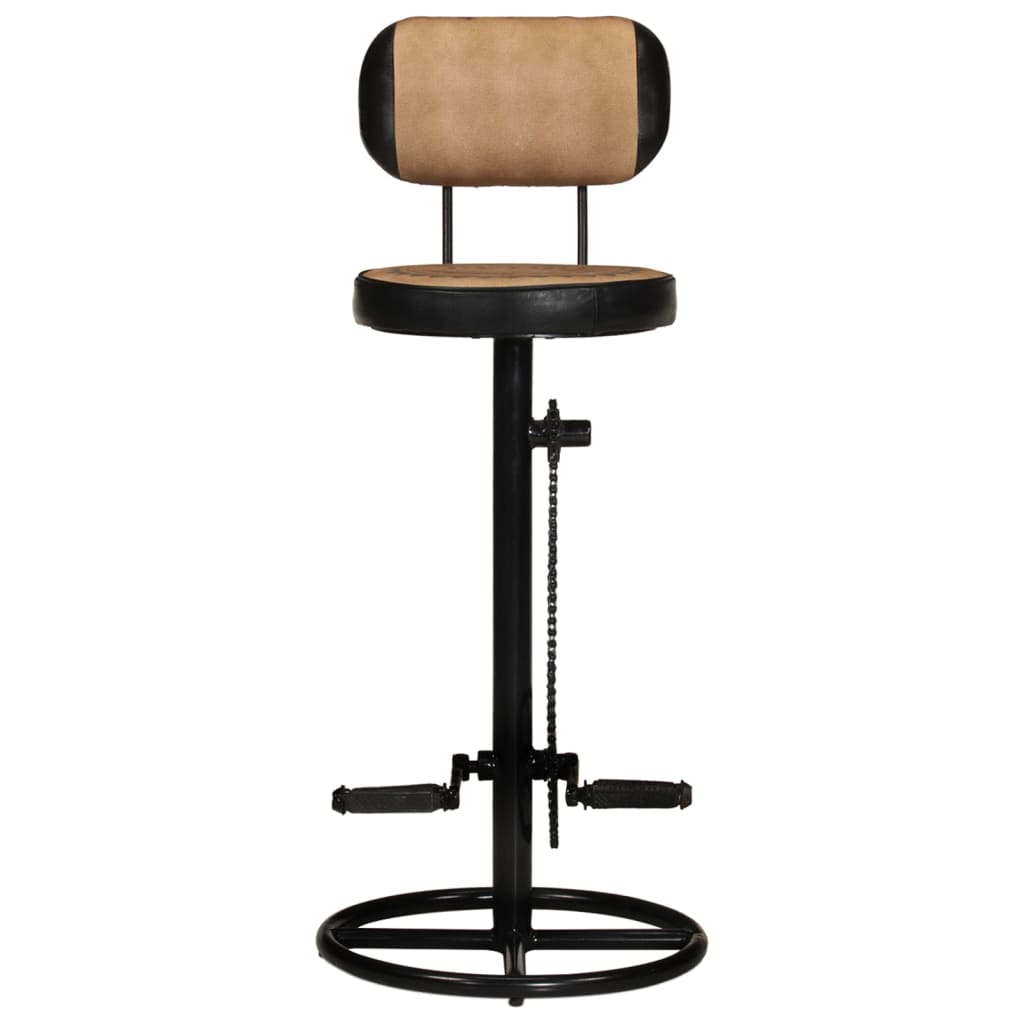 Bar Stool Set of 2 Brown Canvas Standard Footrest Bar Stool