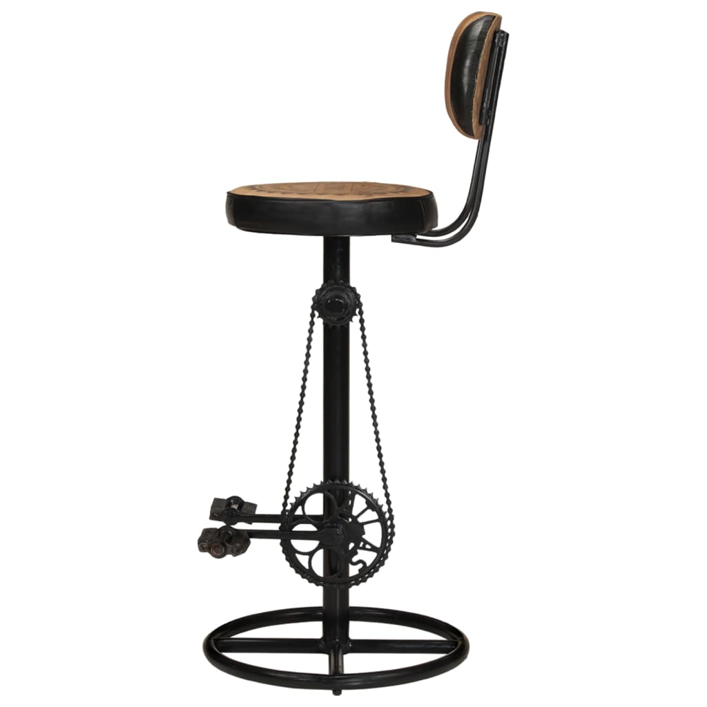 Bar Stool Set of 2 Brown Canvas Standard Footrest Bar Stool