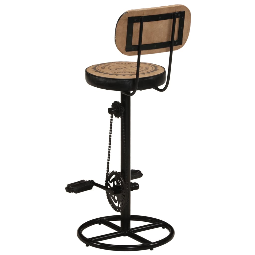 Bar Stool Set of 2 Brown Canvas Standard Footrest Bar Stool