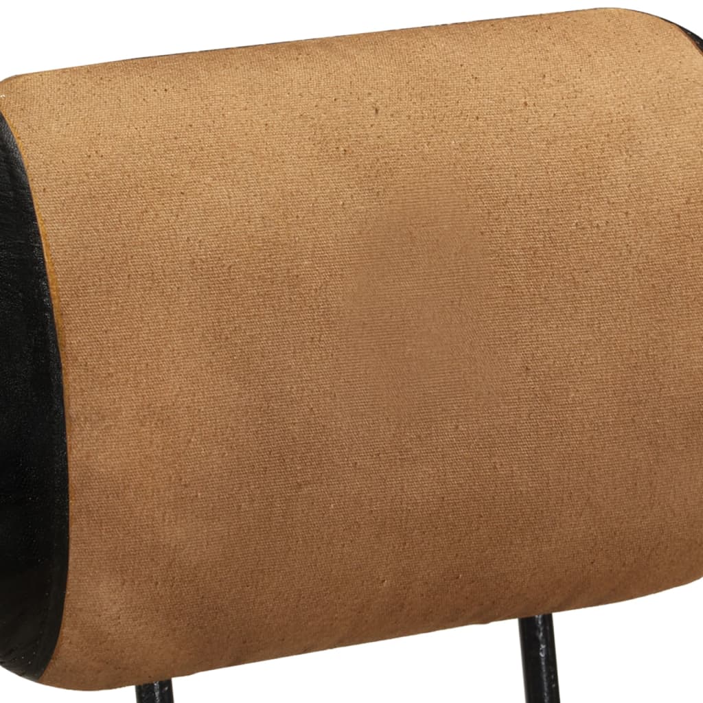 Bar Stool Set of 2 Brown Canvas Standard Footrest Bar Stool
